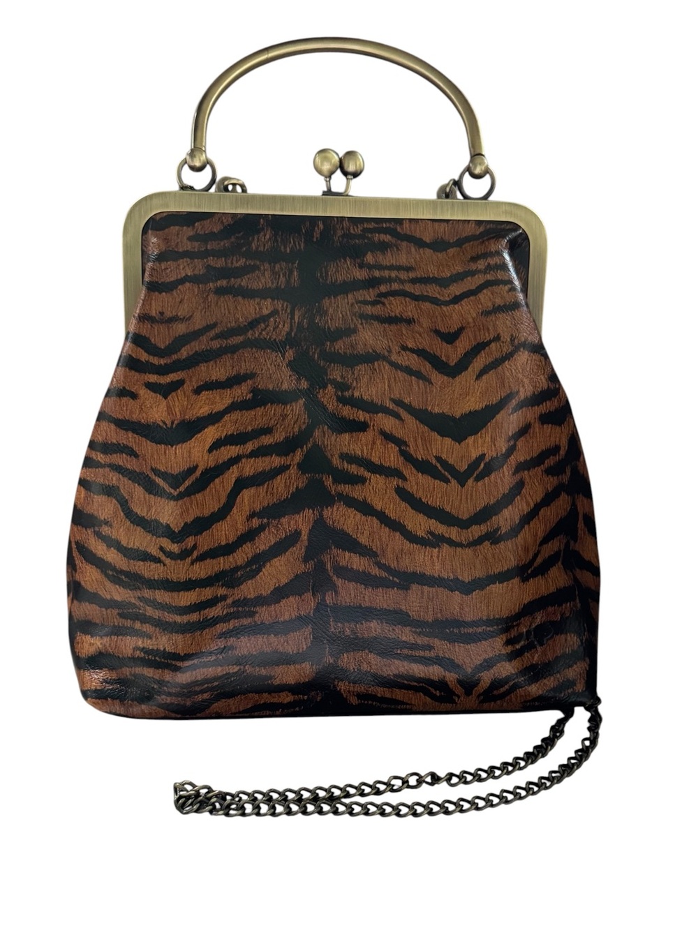 Patricia Nash Novella Tiger 10th Anniversary Convertible Kiss Lock Frame Bag